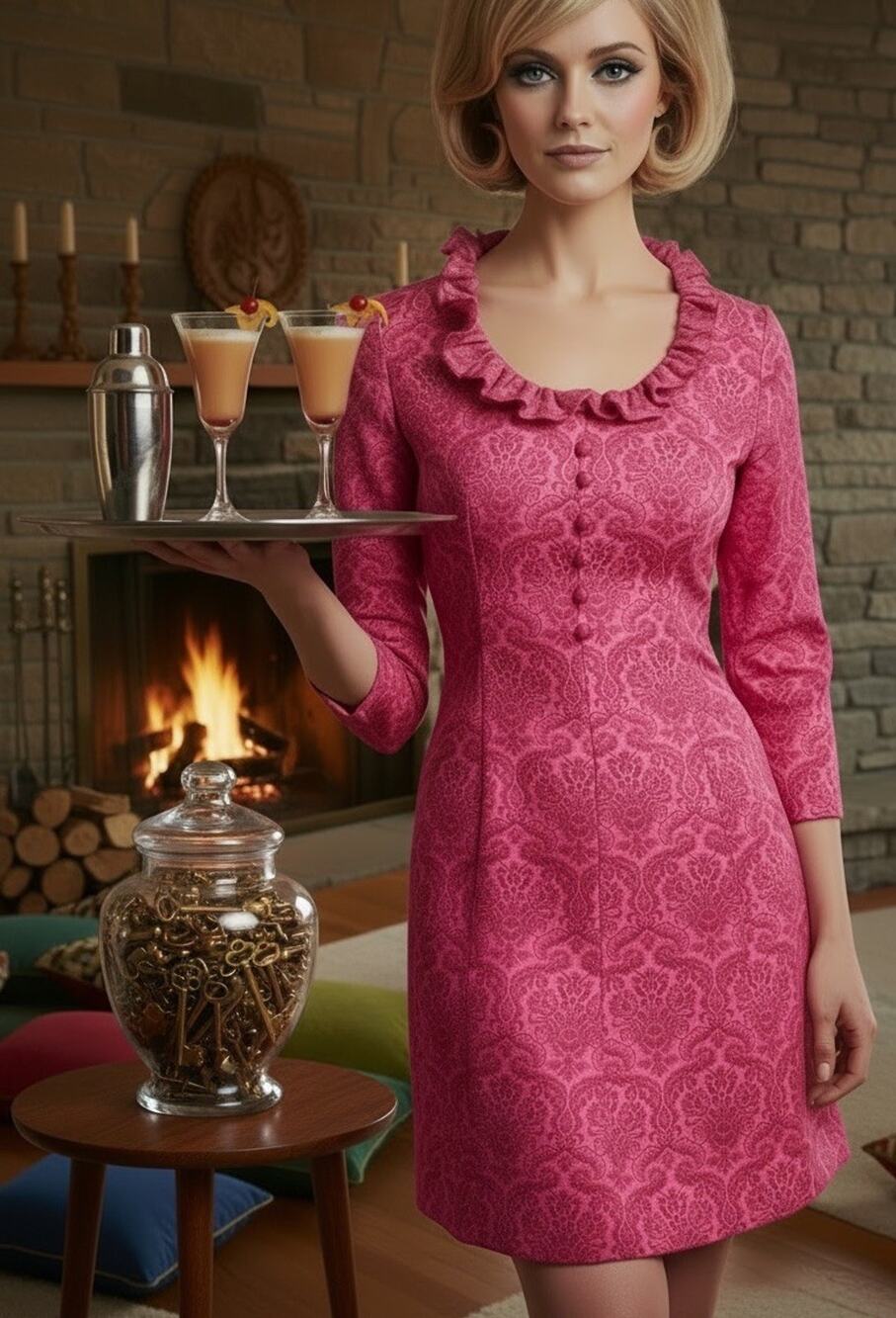 Vintage Hot Pink 1960s Dress | Mini | MCM | Hostess | Mod Go-Go | Union Made